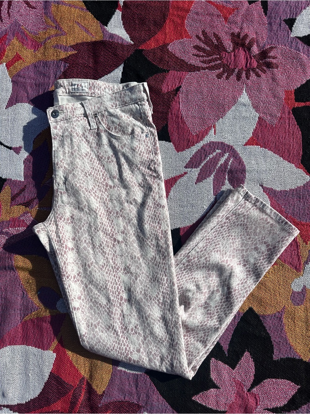 Ag Adriano Goldschmied The Farrah Skinny Ankle Reptile Print Jeans